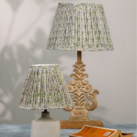 White Green Block Print Empire Lampshade Medium